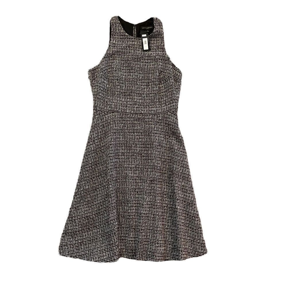 Banana Republic Black and White Textured Midi Dress